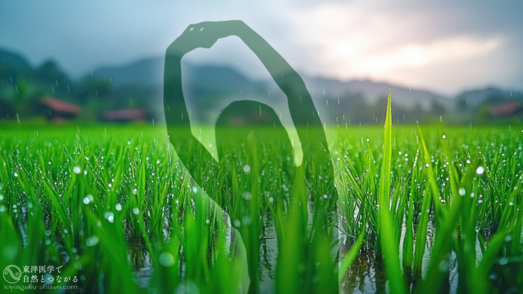 二十四節気「穀雨」のイメージ。人間の脾（ひ）の働きが最もさかんになる