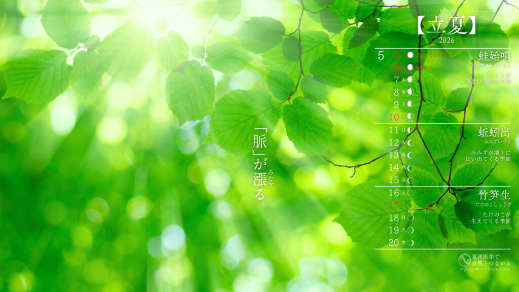 「東洋医学で自然とつながる」オリジナルの立夏カレンダー壁紙（PC用）