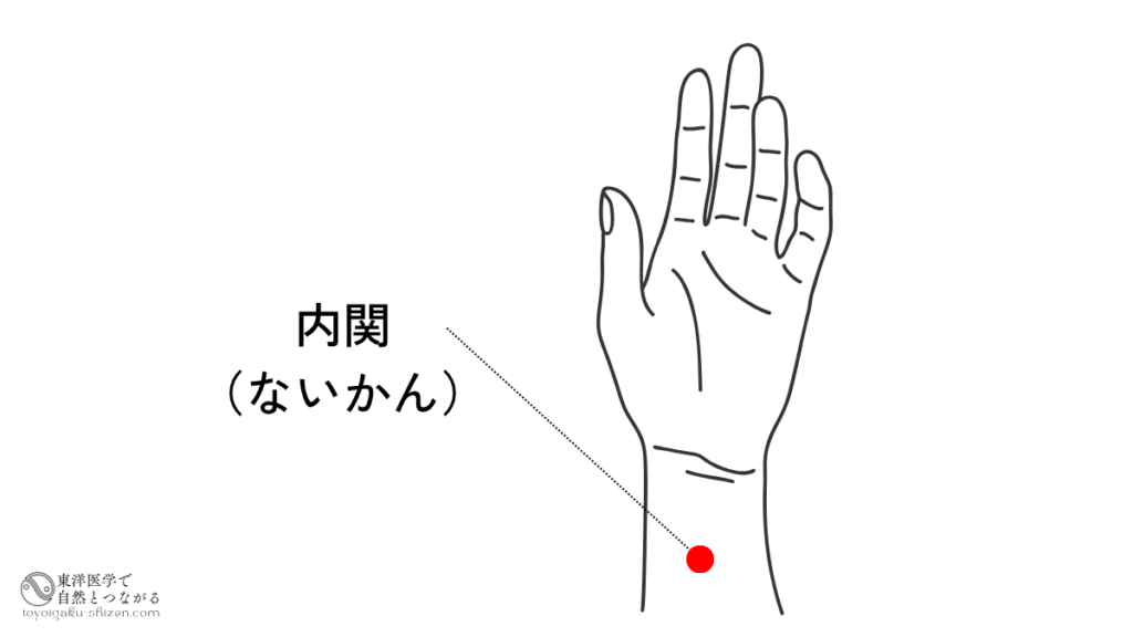内関（ないかん）のツボ位置図